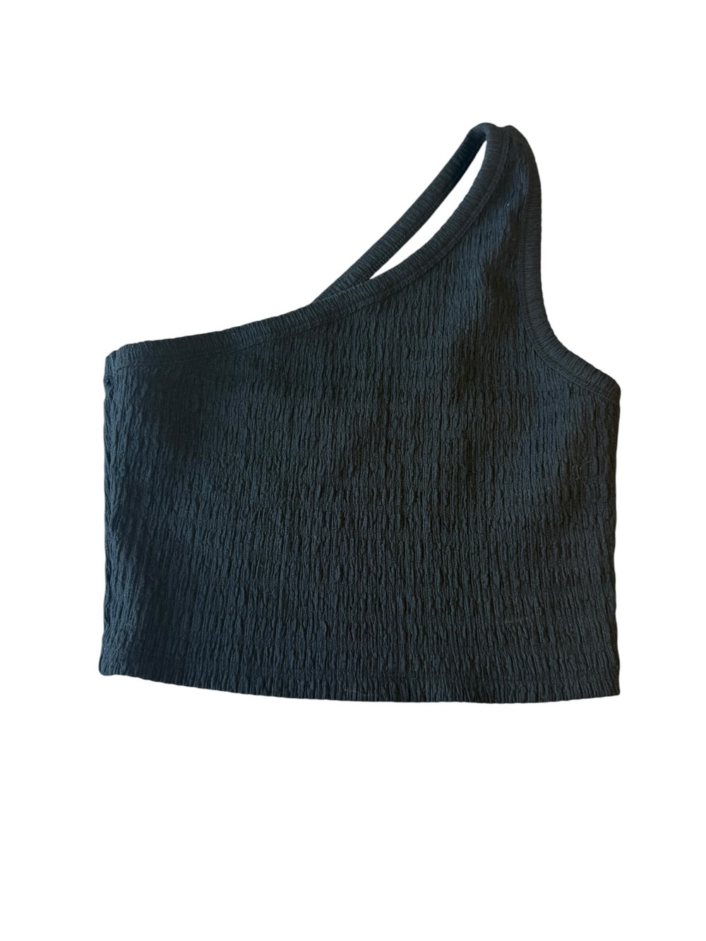 American Eagle Outfitters Black One-Shoulder Ribbed Crop Top